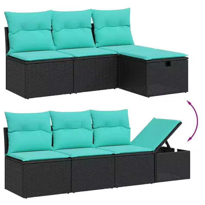 vidaXL Salon de jardin avec coussins, canapés modulaires 8 pièces en rotin synthétique