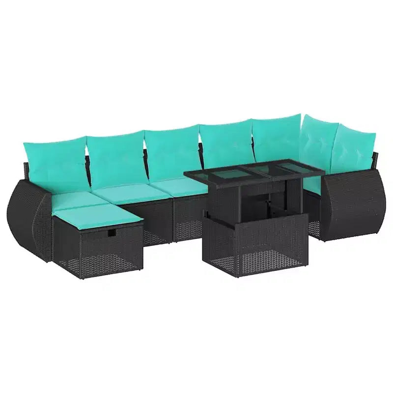 vidaXL Salon de jardin avec coussins, canapés modulaires 8 pièces en rotin synthétique