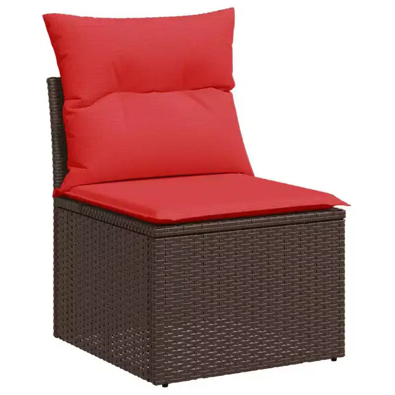 vidaXL Salon de jardin avec coussins et table, 6 pièces, résine tressée