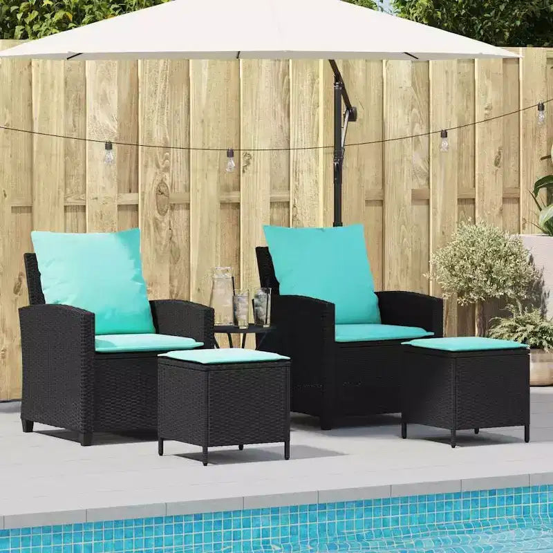 vidaXL Salon de jardin 4 pièces avec coussins résine tressée marron