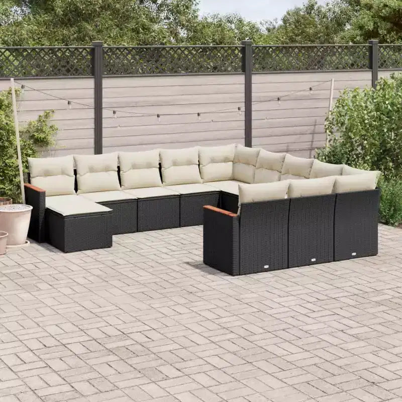 vidaXL Salon de jardin 12 pcs avec coussins résine tressée