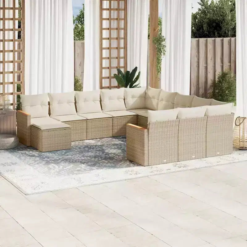 vidaXL Salon de jardin 12 pcs avec coussins résine tressée
