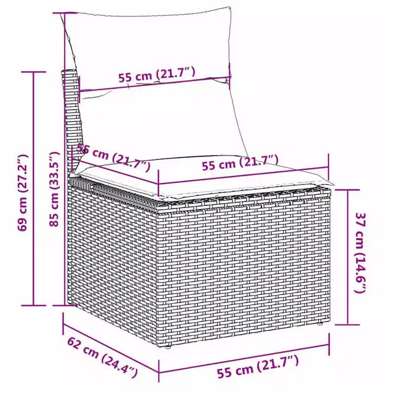 vidaXL Salon de jardin 12 pcs avec coussins résine tressée