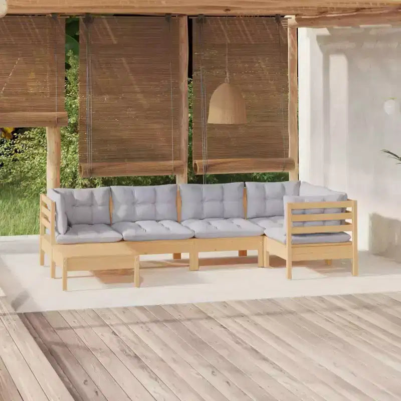 vidaXL Salon de jardin 6 pièces en pin massif avec coussins