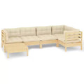 vidaXL Solid Pinewood Patio Lounge Set 6 Piece with Cushions