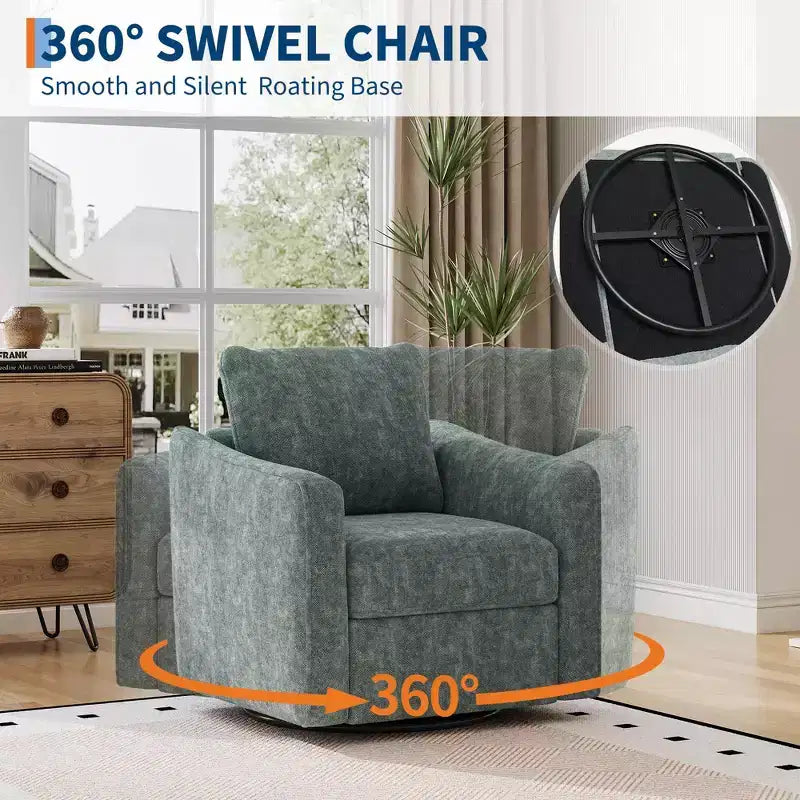 COZONY 360 Swivel Accent Chair, Modern Wingback Design Reading Chair w/ Linen Fabric for Living Room