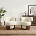 Christopher Knight Home Scrolla Curved Sculptural Upholstered Swivel Barrel Chair