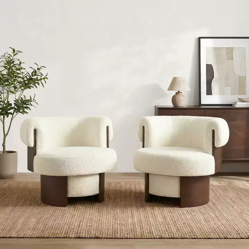 Christopher Knight Home Scrolla Curved Sculptural Upholstered Swivel Barrel Chair