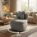 Heart Backrest Swivel Chair, 360 Degree Rotating Teddy Velvet Lounge Sofa with Storage for Living Room