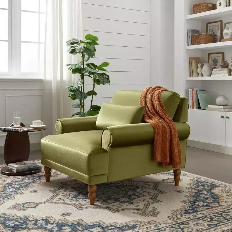 Fauteuil d'appoint Polibi surdimensionné avec accoudoirs circulaires et coussin lombaire