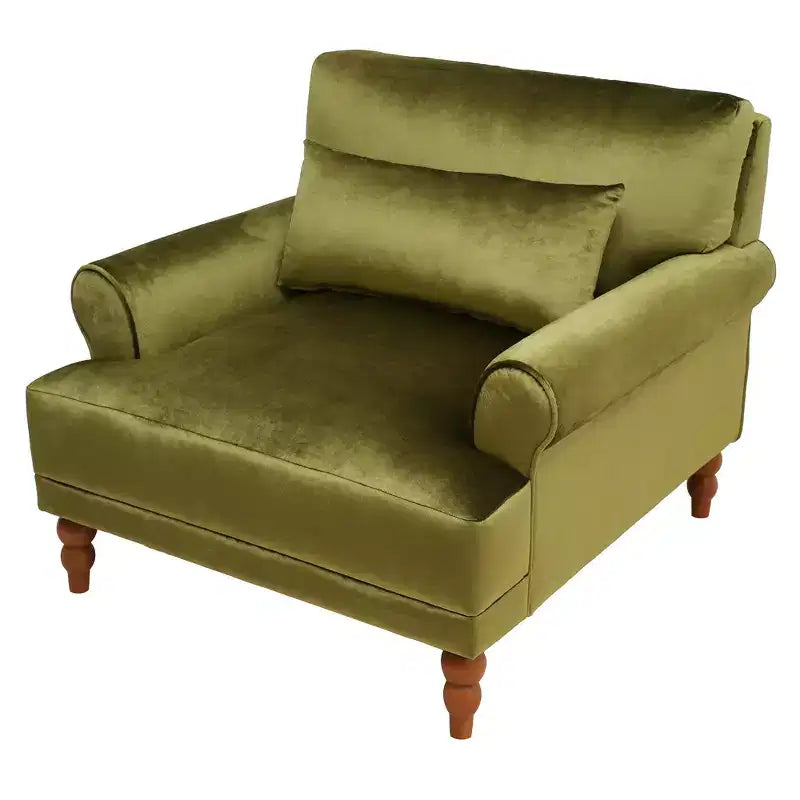 Fauteuil d'appoint Polibi surdimensionné avec accoudoirs circulaires et coussin lombaire