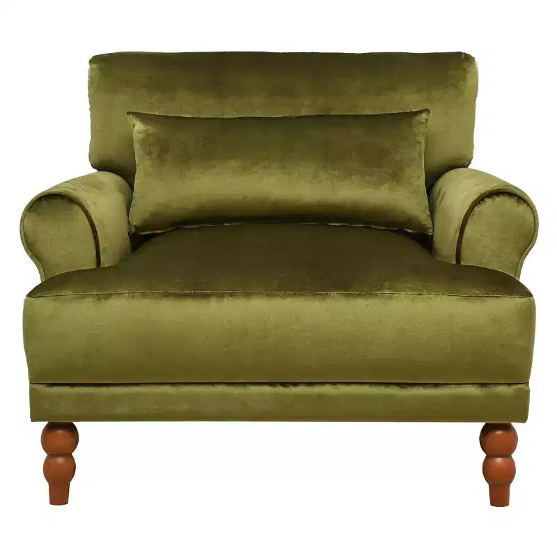 Fauteuil d'appoint Polibi surdimensionné avec accoudoirs circulaires et coussin lombaire