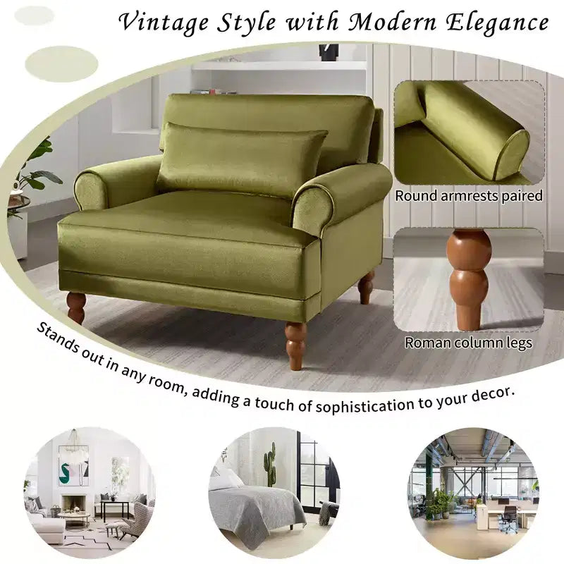 Fauteuil d'appoint Polibi surdimensionné avec accoudoirs circulaires et coussin lombaire