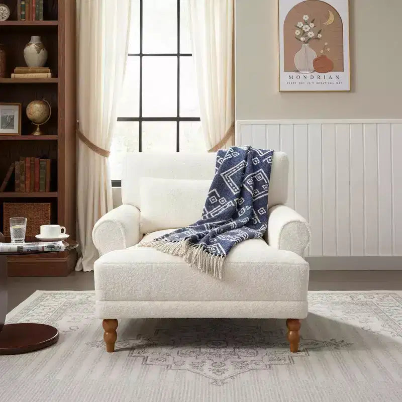 Fauteuil d'appoint Polibi surdimensionné avec accoudoirs circulaires et coussin lombaire