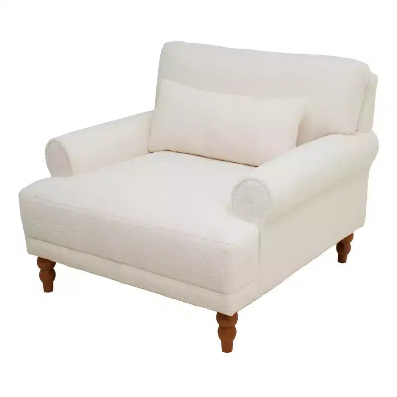 Fauteuil d'appoint Polibi surdimensionné avec accoudoirs circulaires et coussin lombaire