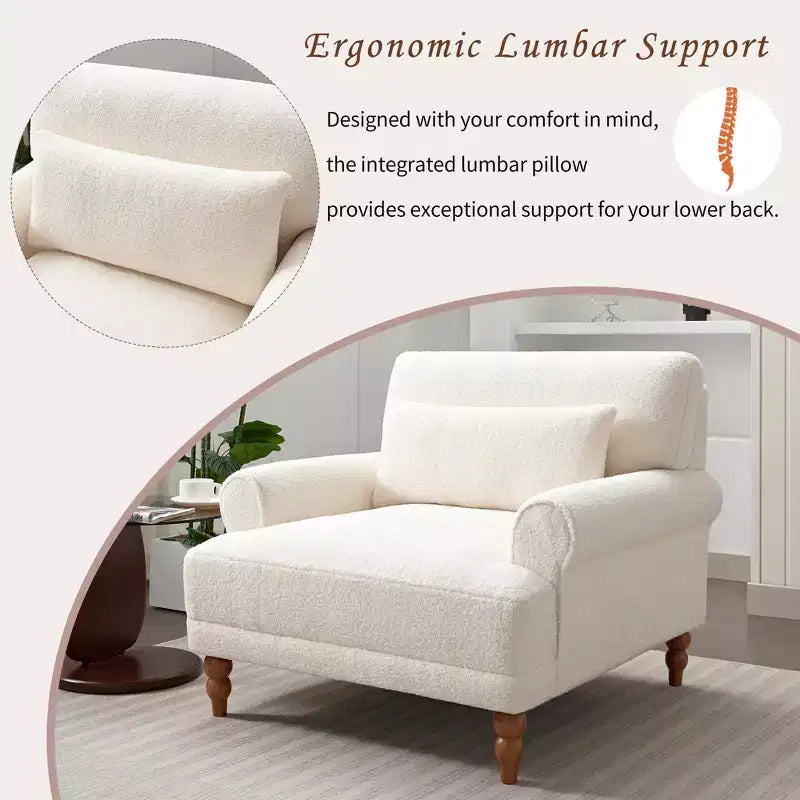 Fauteuil d'appoint Polibi surdimensionné avec accoudoirs circulaires et coussin lombaire