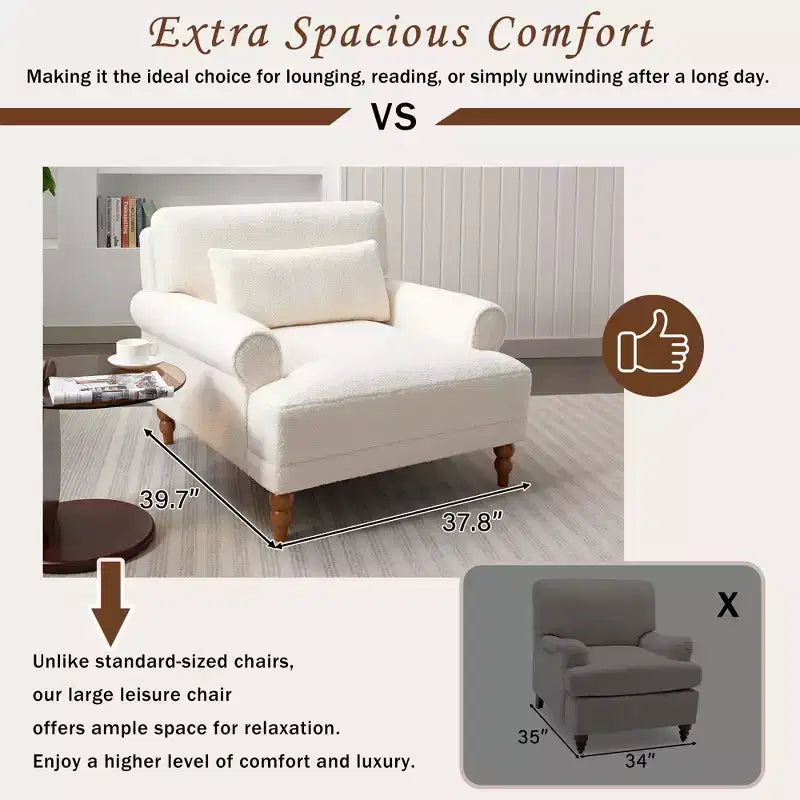 Fauteuil d'appoint Polibi surdimensionné avec accoudoirs circulaires et coussin lombaire