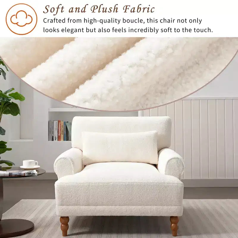 Fauteuil d'appoint Polibi surdimensionné avec accoudoirs circulaires et coussin lombaire