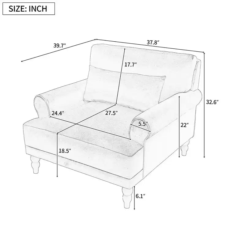Fauteuil d'appoint Polibi surdimensionné avec accoudoirs circulaires et coussin lombaire