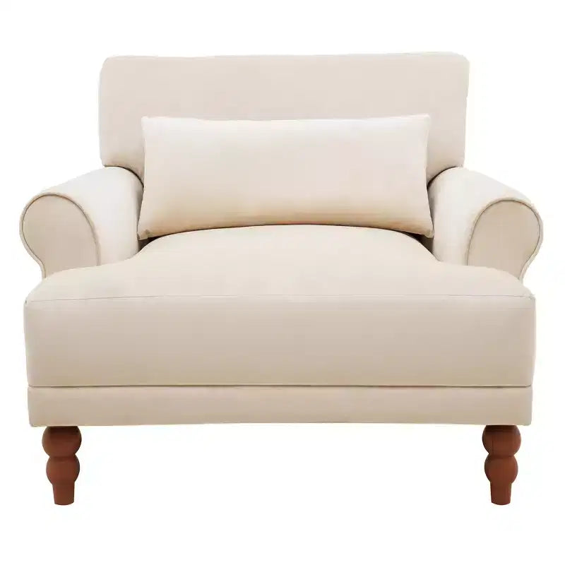 Fauteuil d'appoint Polibi surdimensionné avec accoudoirs circulaires et coussin lombaire