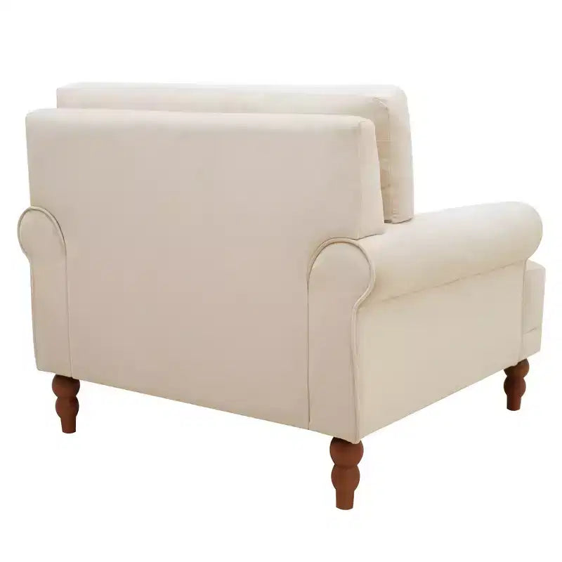 Fauteuil d'appoint Polibi surdimensionné avec accoudoirs circulaires et coussin lombaire