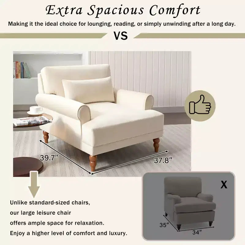 Fauteuil d'appoint Polibi surdimensionné avec accoudoirs circulaires et coussin lombaire