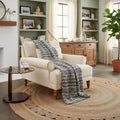 Polibi Oversized Accent Chair with Circular Arms & Lumbar Pillow
