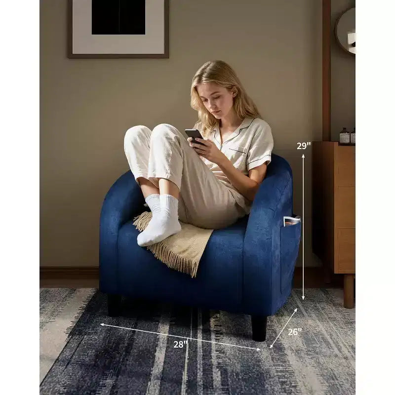 Accent Chair Set of 2 Club Chair Cozy Armrest Upholstered Barrel Chair with Solid Legs for Living Room Bedroom Study Waiting Room