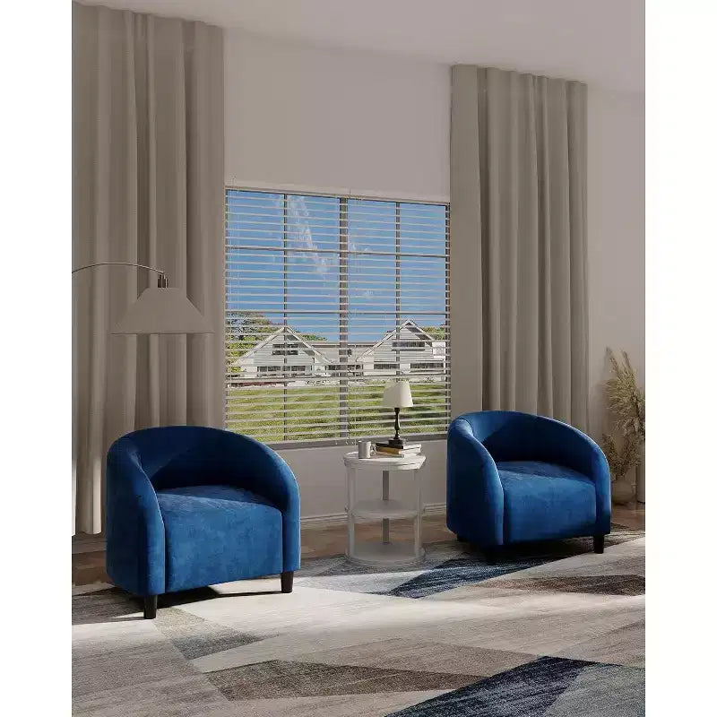Accent Chair Set of 2 Club Chair Cozy Armrest Upholstered Barrel Chair with Solid Legs for Living Room Bedroom Study Waiting Room