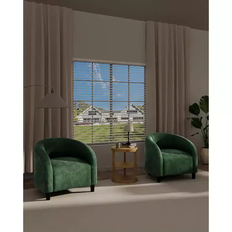 Accent Chair Set of 2 Club Chair Cozy Armrest Upholstered Barrel Chair with Solid Legs for Living Room Bedroom Study Waiting Room