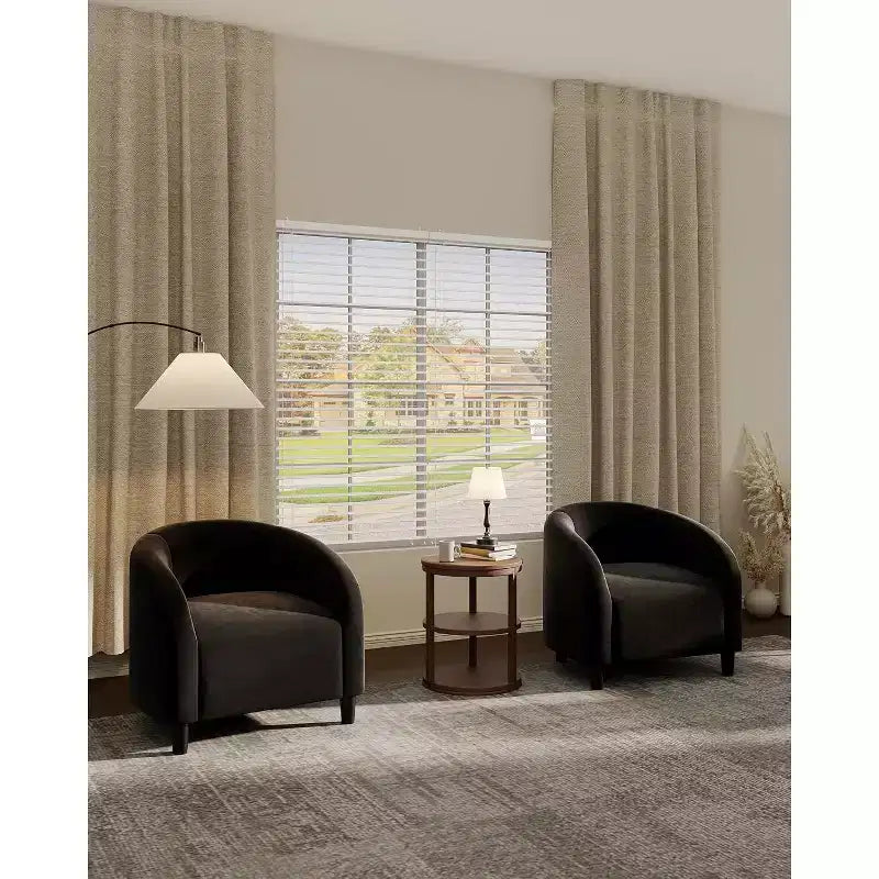Accent Chair Set of 2 Club Chair Cozy Armrest Upholstered Barrel Chair with Solid Legs for Living Room Bedroom Study Waiting Room