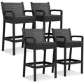 COZONY Outdoor Bar Stools Set of 4, Black Wicker Bar Height Patio Chairs with Cushions Water Resistant for Backyard Garden Pool Balcony Deck