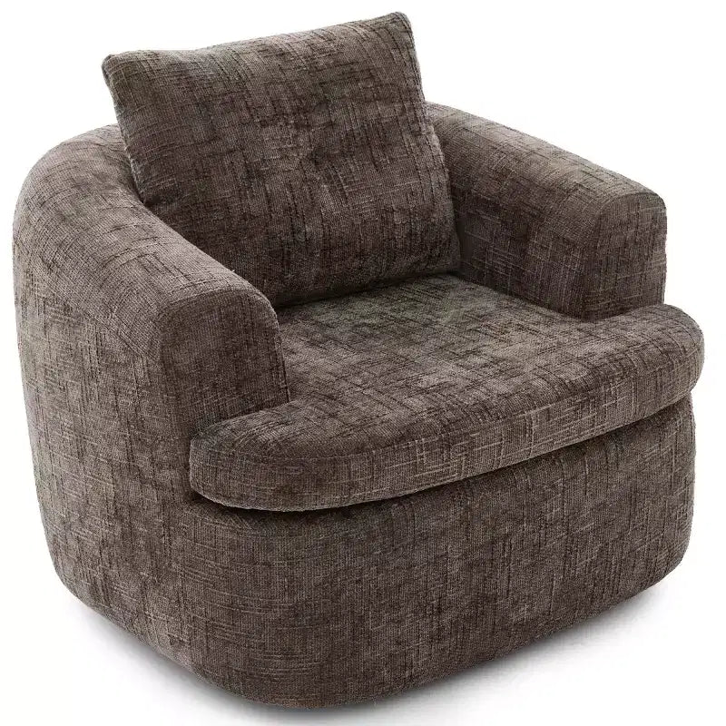 Modern Swivel Accent Sofa Chair with Dual-Layer Cushion, Chenille 360 Rotating Barrel Club Chair for Living Room or Apartment-Panipeachy