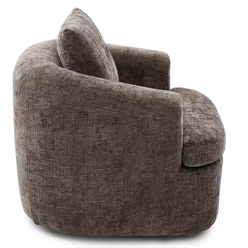 Modern Swivel Accent Sofa Chair with Dual-Layer Cushion, Chenille 360 Rotating Barrel Club Chair for Living Room or Apartment-Panipeachy