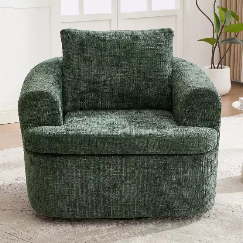 Modern Swivel Accent Sofa Chair with Dual-Layer Cushion, Chenille 360 Rotating Barrel Club Chair for Living Room or Apartment-Panipeachy