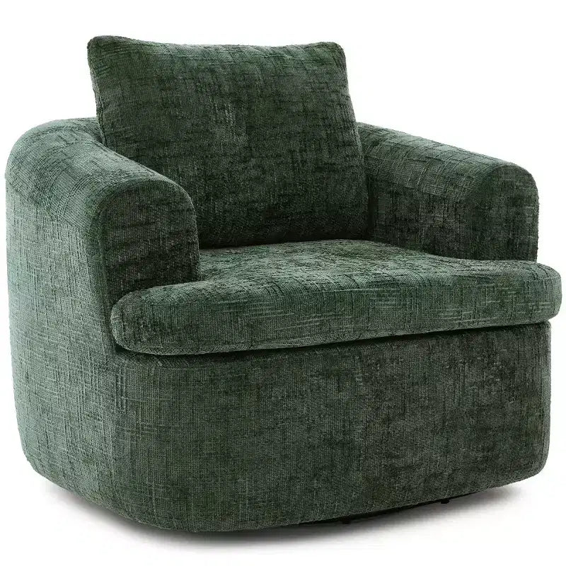 Modern Swivel Accent Sofa Chair with Dual-Layer Cushion, Chenille 360 Rotating Barrel Club Chair for Living Room or Apartment-Panipeachy