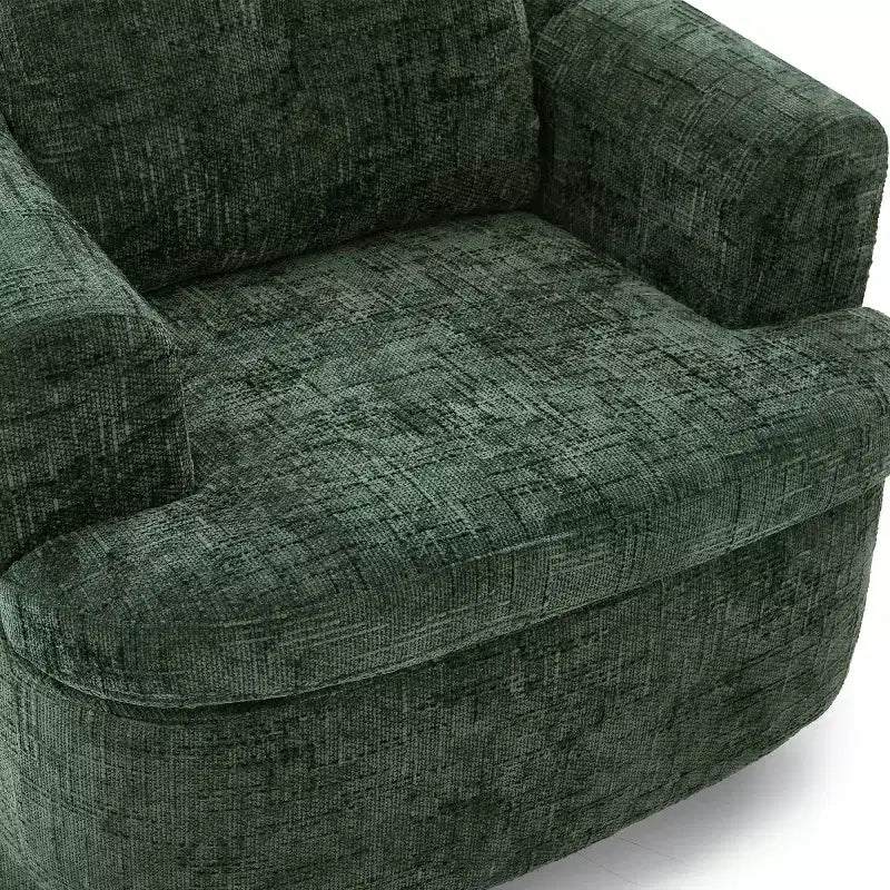 Modern Swivel Accent Sofa Chair with Dual-Layer Cushion, Chenille 360 Rotating Barrel Club Chair for Living Room or Apartment-Panipeachy