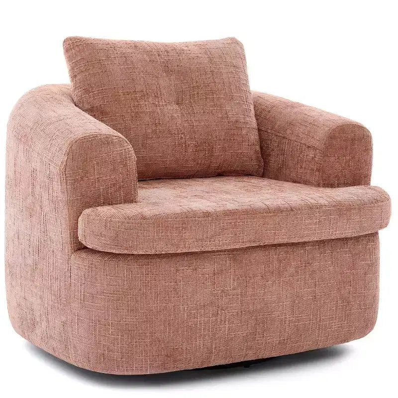 Modern Swivel Accent Sofa Chair with Dual-Layer Cushion, Chenille 360 Rotating Barrel Club Chair for Living Room or Apartment-Panipeachy