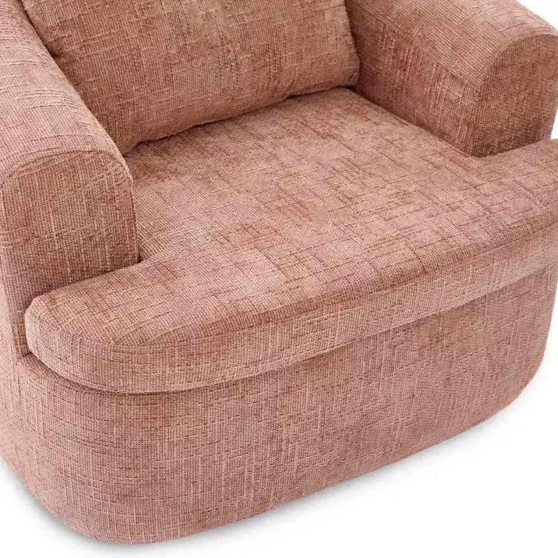 Modern Swivel Accent Sofa Chair with Dual-Layer Cushion, Chenille 360 Rotating Barrel Club Chair for Living Room or Apartment-Panipeachy