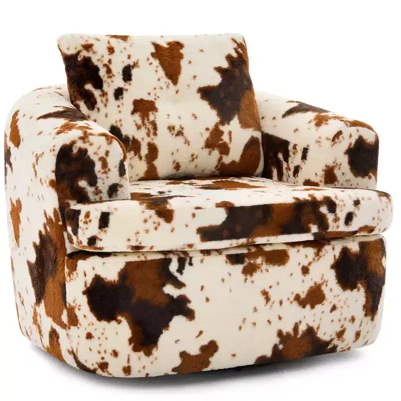 Modern Swivel Accent Sofa Chair with Dual-Layer Cushion, Chenille 360 Rotating Barrel Club Chair for Living Room or Apartment-Panipeachy