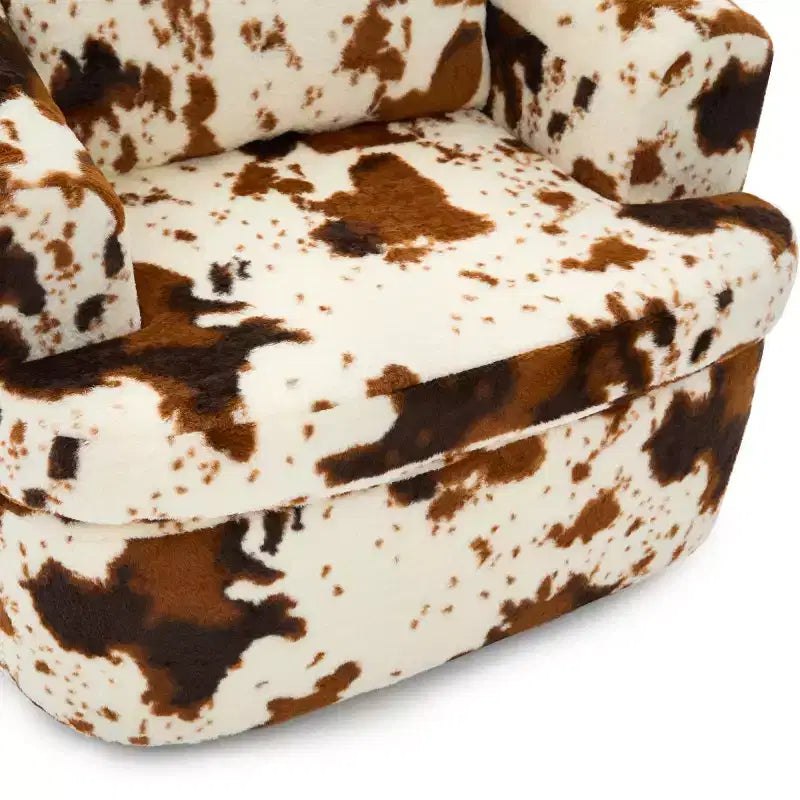 Modern Swivel Accent Sofa Chair with Dual-Layer Cushion, Chenille 360 Rotating Barrel Club Chair for Living Room or Apartment-Panipeachy