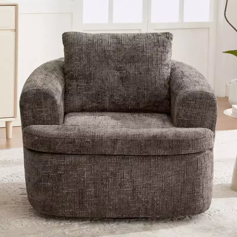 Modern Swivel Accent Sofa Chair with Dual-Layer Cushion, Chenille 360 Rotating Barrel Club Chair for Living Room or Apartment-Panipeachy