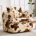 Modern Swivel Accent Sofa Chair with Dual-Layer Cushion, Chenille 360 Rotating Barrel Club Chair for Living Room or Apartment-Panipeachy