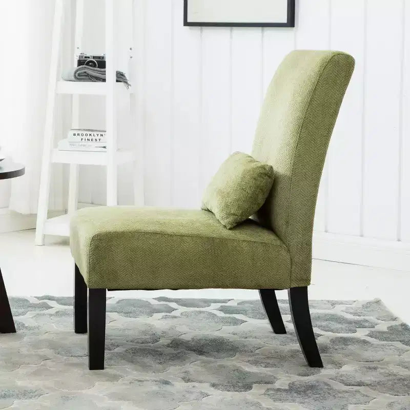 TUYOHW Chenille Fabric Armless Accent Chair,Lounge Chair with Matching Pillow,Solid Wood Frame & Legs,Modern Graffiti Chair for Living Room