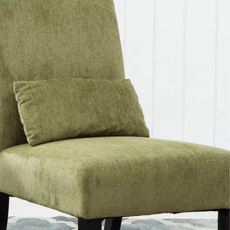 TUYOHW Chenille Fabric Armless Accent Chair,Lounge Chair with Matching Pillow,Solid Wood Frame & Legs,Modern Graffiti Chair for Living Room