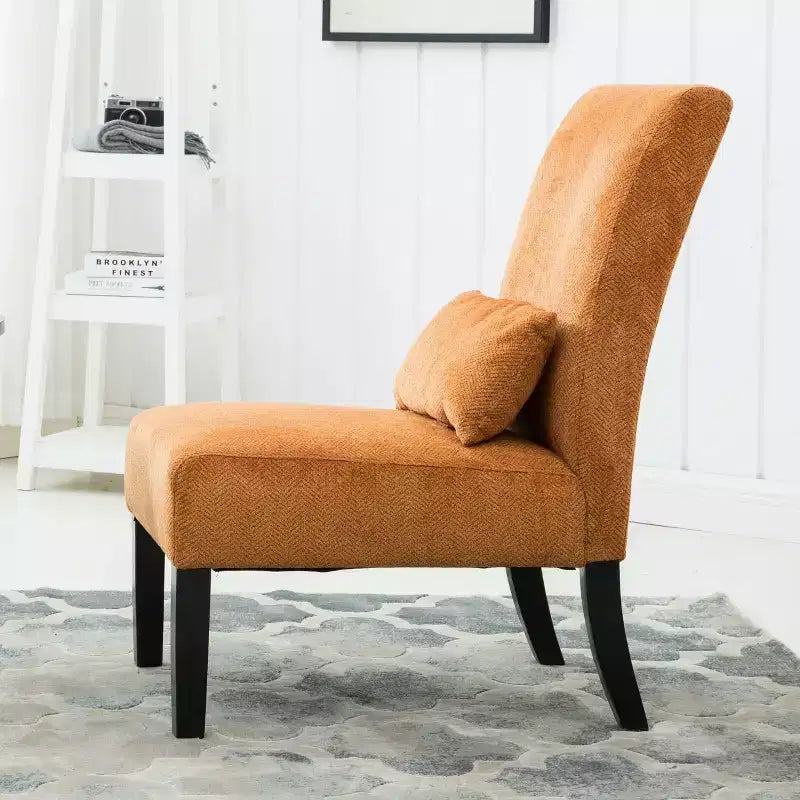 TUYOHW Chenille Fabric Armless Accent Chair,Lounge Chair with Matching Pillow,Solid Wood Frame & Legs,Modern Graffiti Chair for Living Room