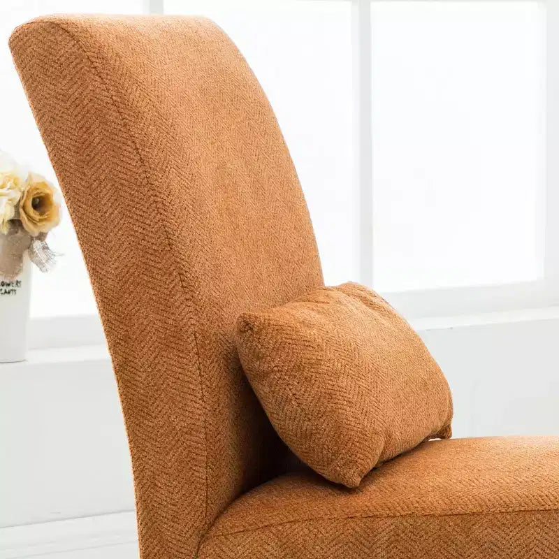 TUYOHW Chenille Fabric Armless Accent Chair,Lounge Chair with Matching Pillow,Solid Wood Frame & Legs,Modern Graffiti Chair for Living Room