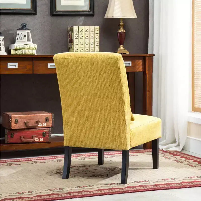 TUYOHW Chenille Fabric Armless Accent Chair,Lounge Chair with Matching Pillow,Solid Wood Frame & Legs,Modern Graffiti Chair for Living Room
