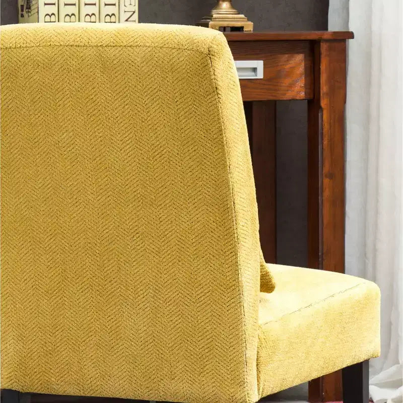 TUYOHW Chenille Fabric Armless Accent Chair,Lounge Chair with Matching Pillow,Solid Wood Frame & Legs,Modern Graffiti Chair for Living Room