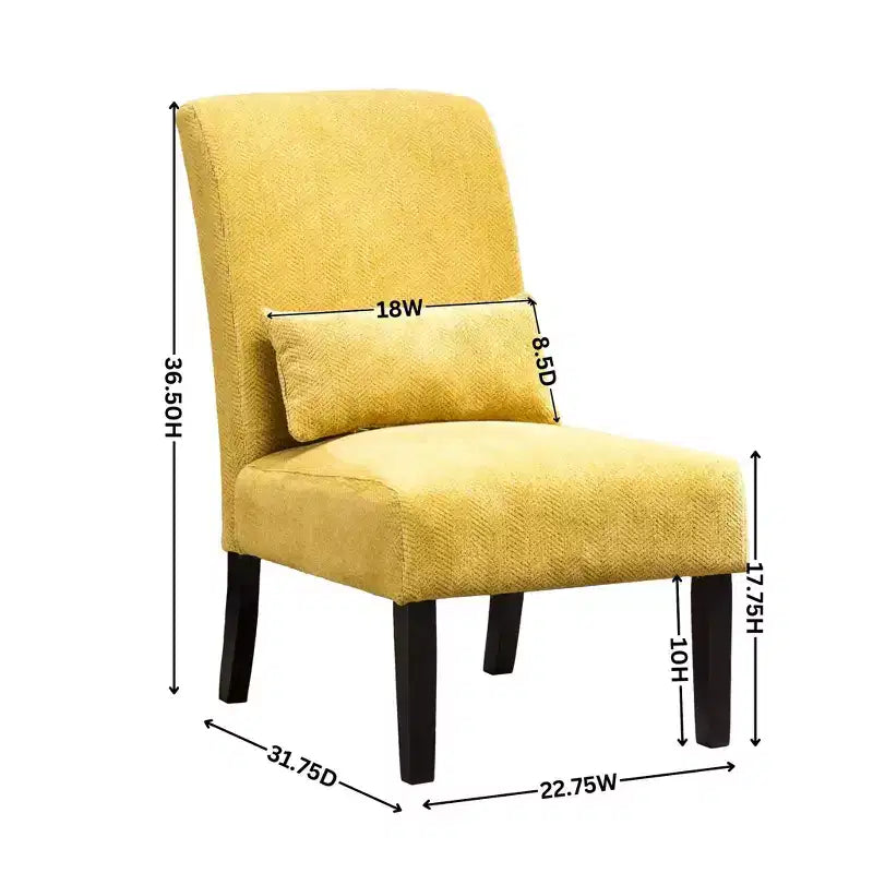 TUYOHW Chenille Fabric Armless Accent Chair,Lounge Chair with Matching Pillow,Solid Wood Frame & Legs,Modern Graffiti Chair for Living Room